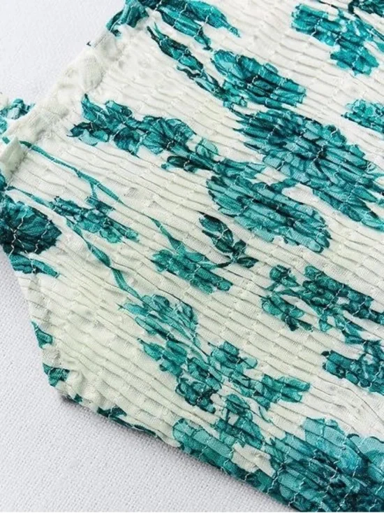 Zara White Mini Dress with Teal Floral Print - Picture 7 of 7